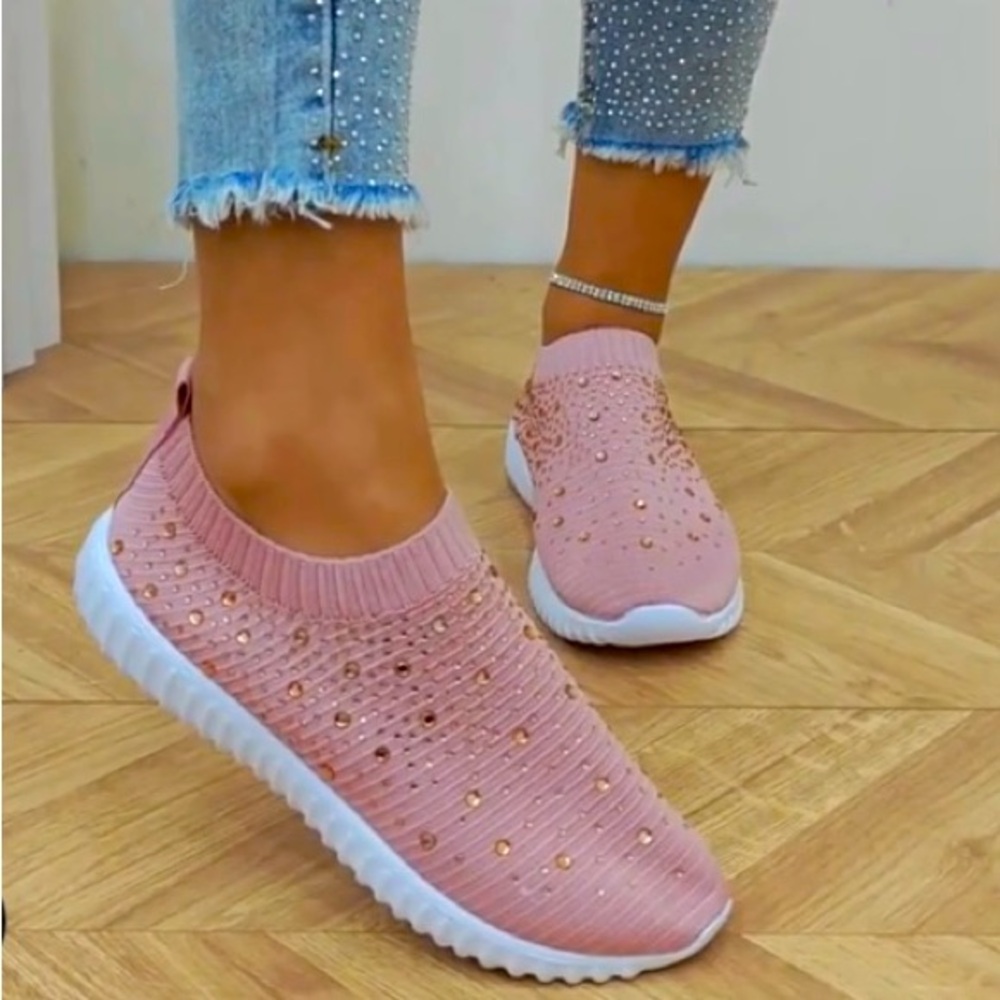 Brand New Rhinestone Pink Sneakers